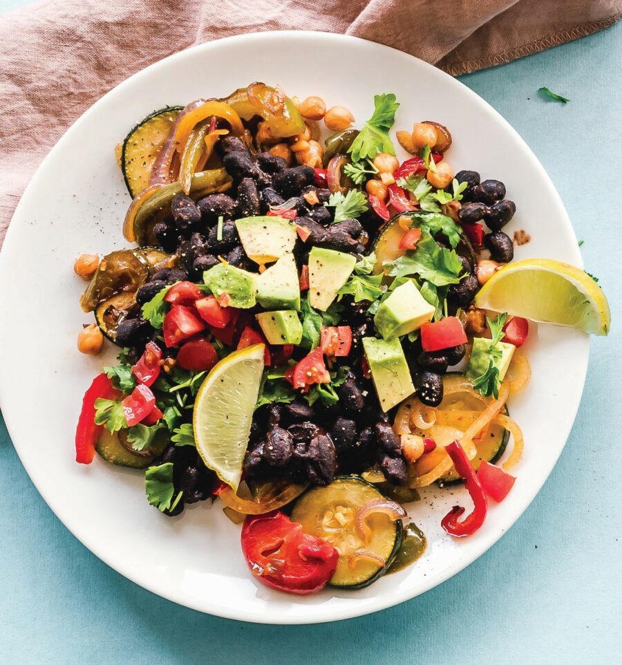 10 minute Mexicana: black bean salad and zesty nachos